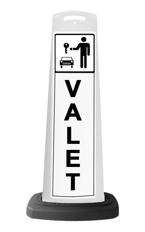 Valet White Vertical Panel w/Reflective Sign P33