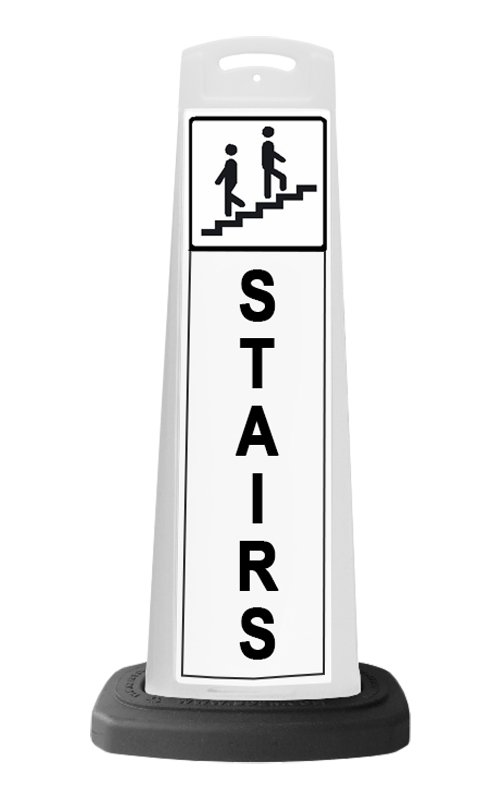 White Vertical Sign - Stairs Message