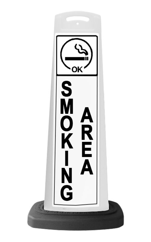 White Vertical Sign - Smoking Area Message