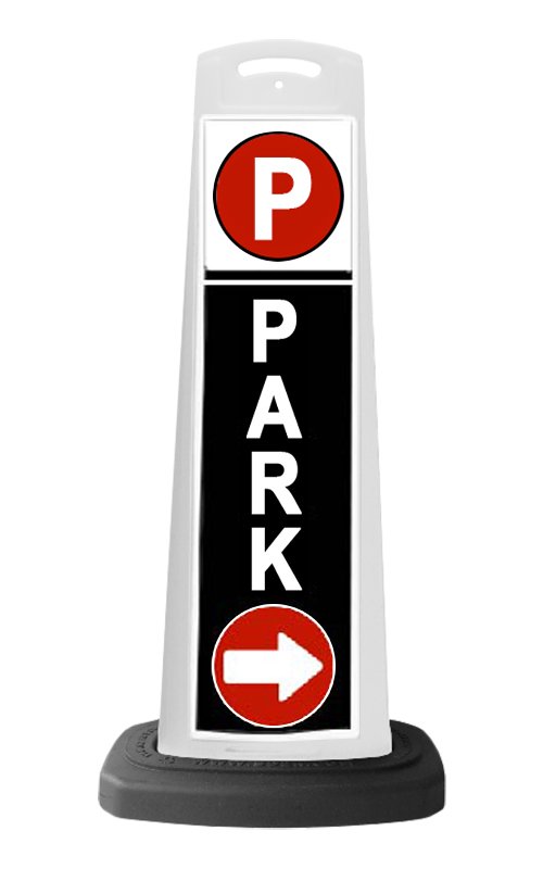 Valet White Vertical Panel w/PARK & Arrow Reflective Sign P4