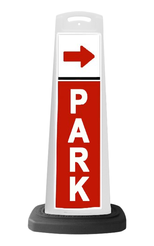 Valet White Vertical Panel w/Red PARK & Arrow Sign P5