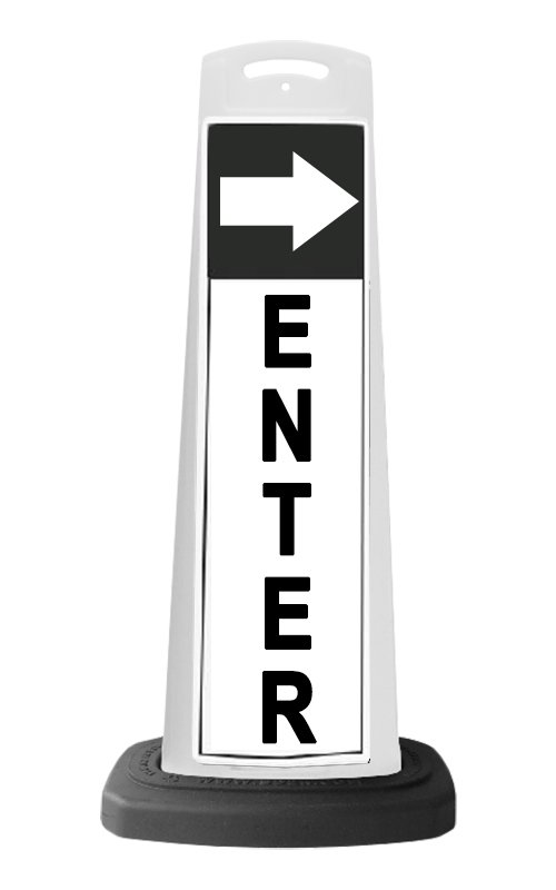 White Vertical Sign - Enter & Arrow Message
