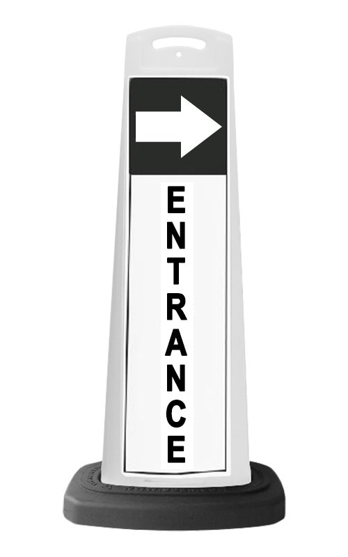 White Vertical Sign - Entrance & Arrow Message