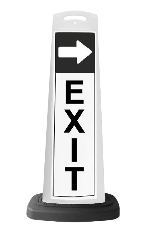 White Vertical Sign - EXIT & Arrow Message