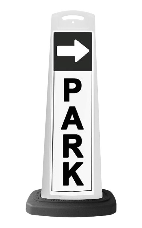 Valet White Vertical Panel w/PARK & Arrow Reflective Sign P8