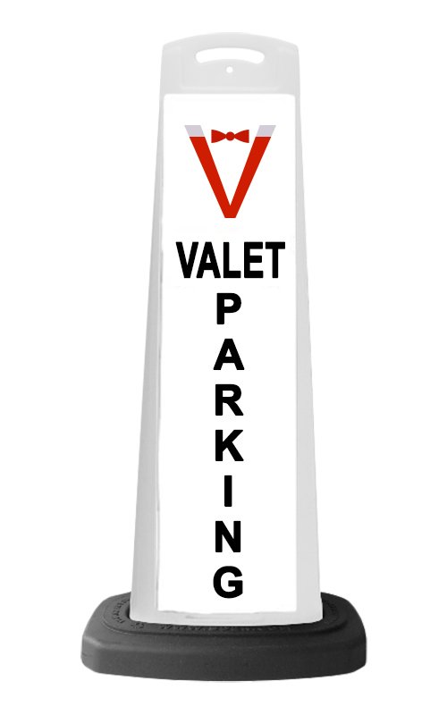 Valet White Vertical Panel w/Valet Parking Reflective Sign V14