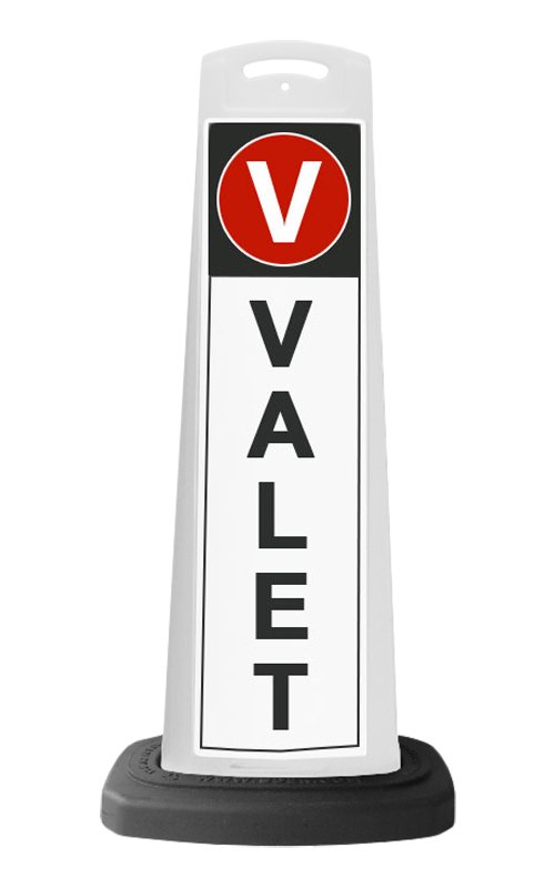 White Vertical Panel w/Valet Reflective Sign V2