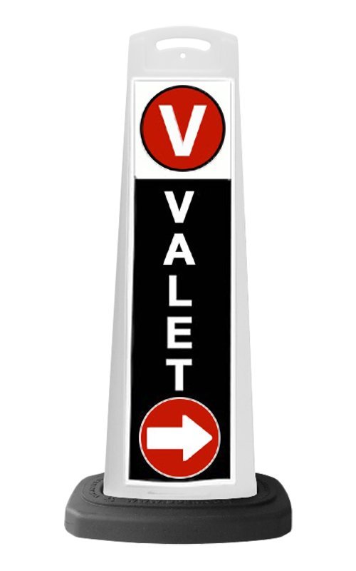 Valet White Vertical Panel w/White Arrow Reflective Sign V4