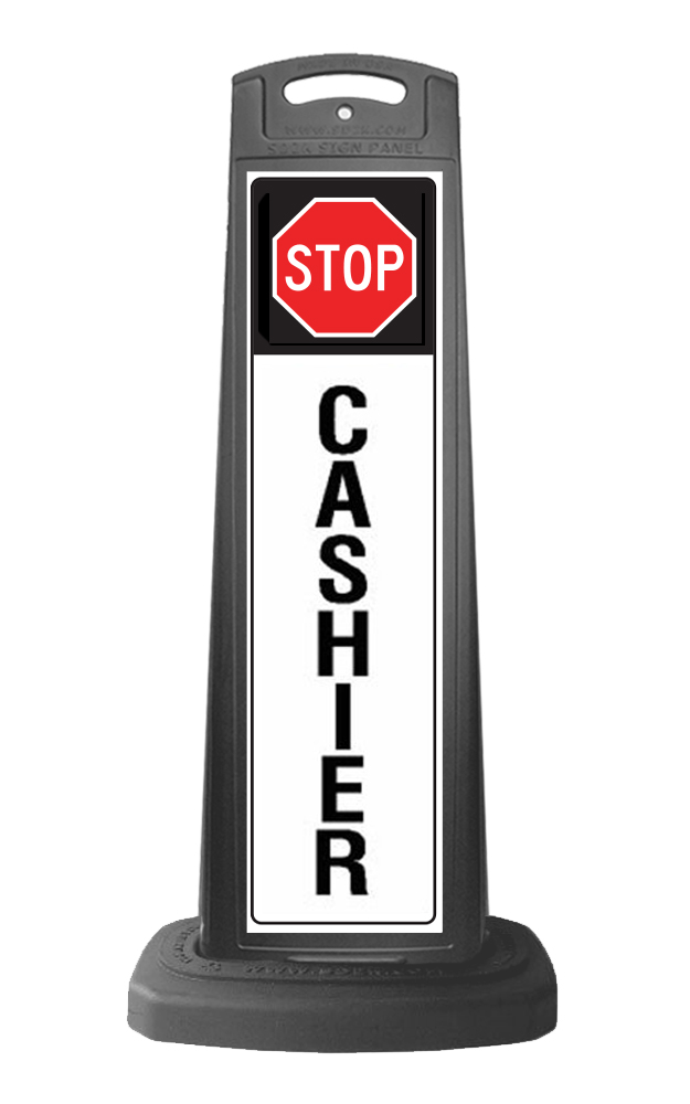 Valet Black Vertical Sign - Stop & Cashier Message