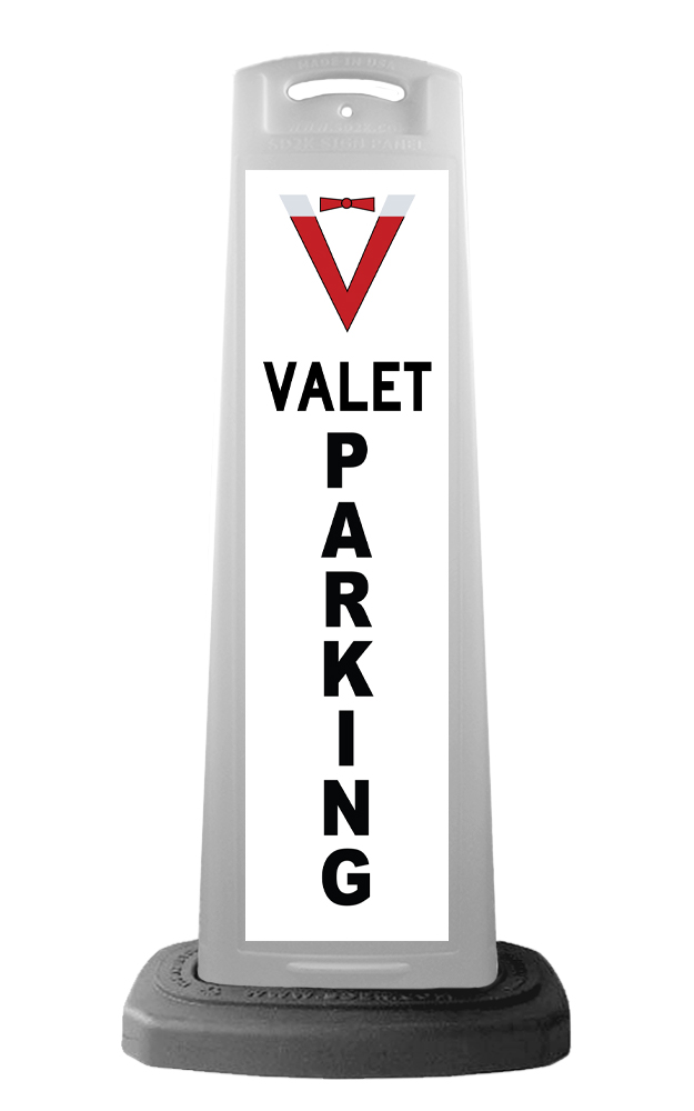 Valet White Vertical Panel w/Valet Parking Reflective Sign V14