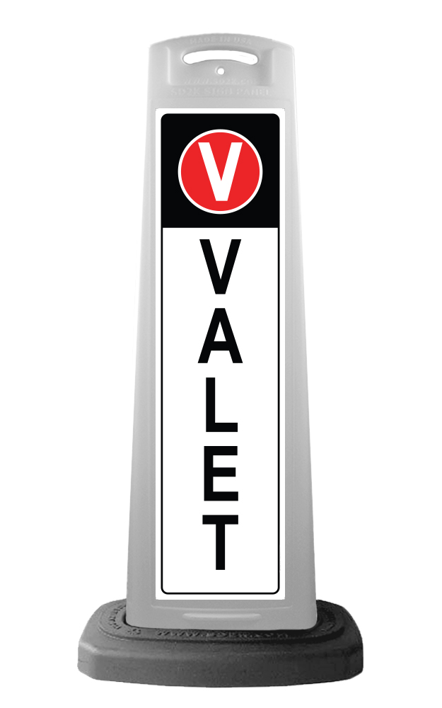 White Vertical Panel w/Valet Reflective Sign V2