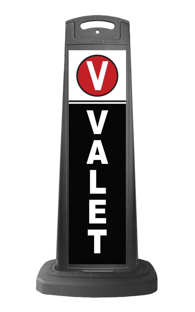 Black Vertical Sign w/Black Background & Valet Message