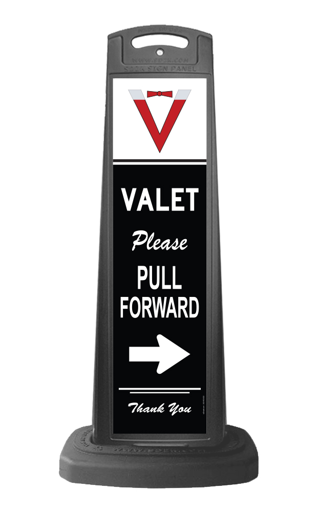 Valet Black Vertical Sign - Please Pull Forward Message