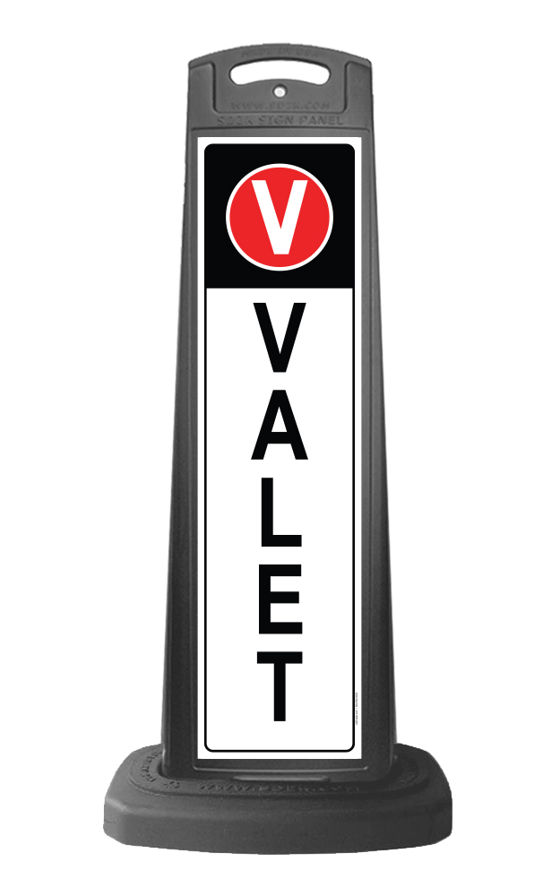 Black Vertical Sign w/Valet Message