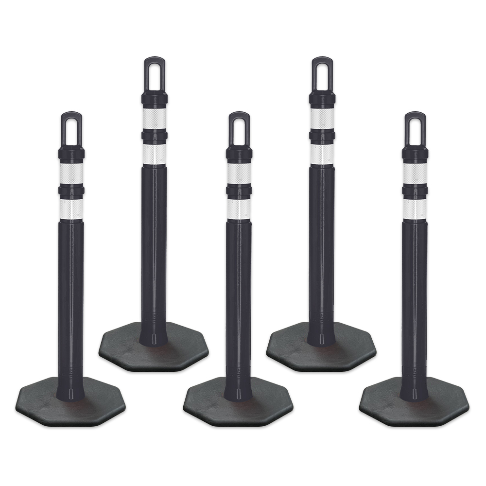 Delineator Post w/2 Reflective Collars and 8Lb Base - 20 Pack 