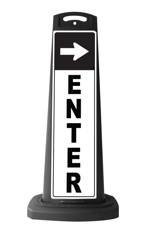 Black Vertical Sign - Enter & Arrow Message