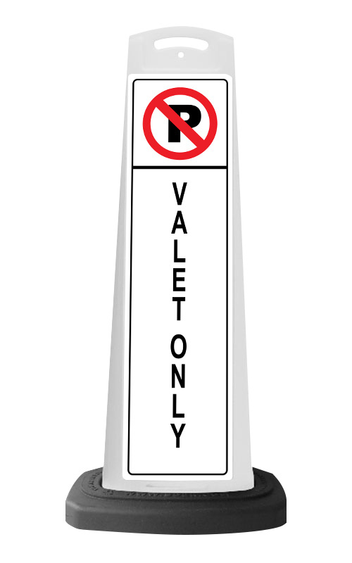 White Vertical Sign - No Parking Valet Only Message