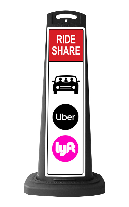 Black Vertical Sign - Red Ride Share & Logo Message