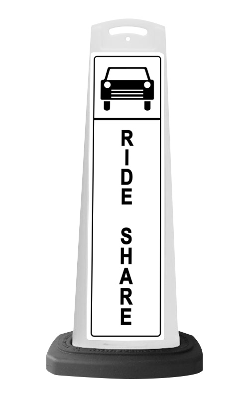 White Vertical Sign - Ride Share Message