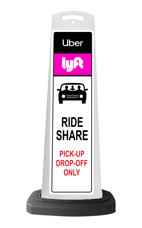 White Vertical Sign Panel w/Ride Share Message
