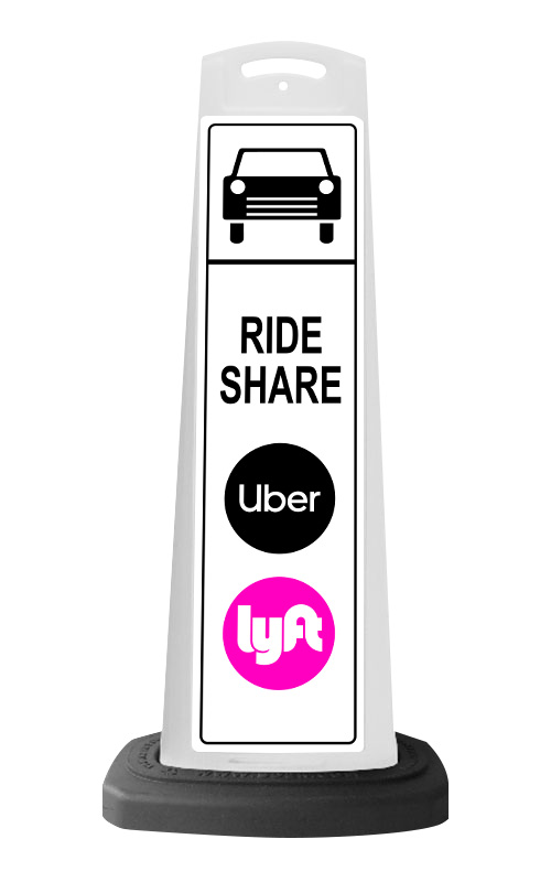 White Vertical Sign - Ride Share & Logos Message