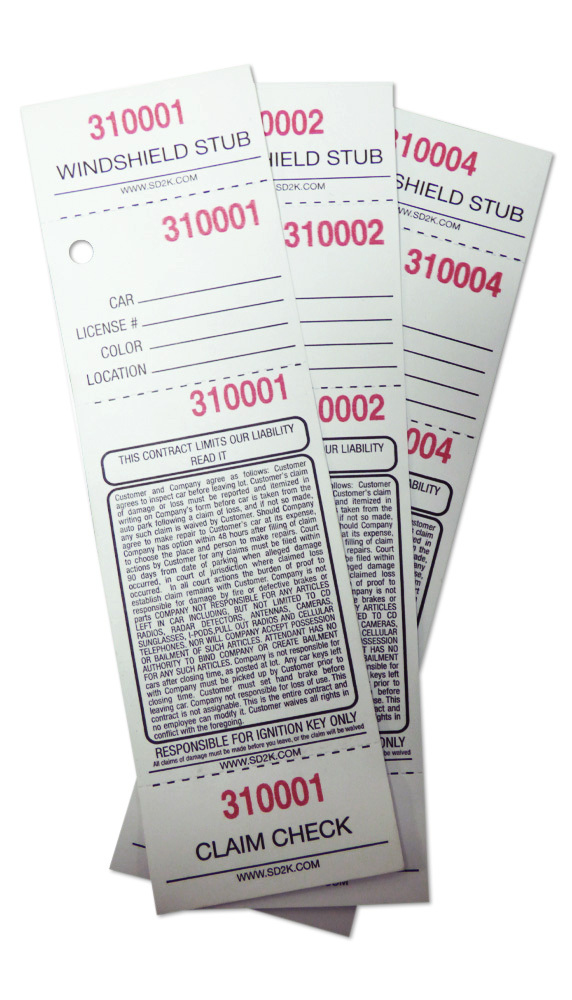 4-Part Valet Ticket (Pack of 1000)